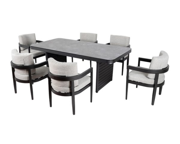 Alina Aluminium & Fabric 6 Seater Outdoor Dining Set - Rattan Direct