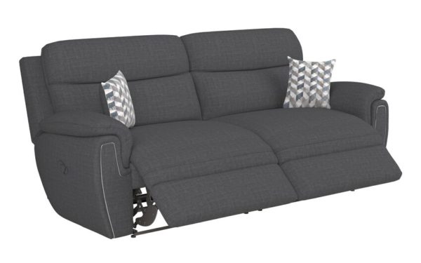 ScS Living Black Ashton Fabric 3 Seater Manual Recliner Sofa