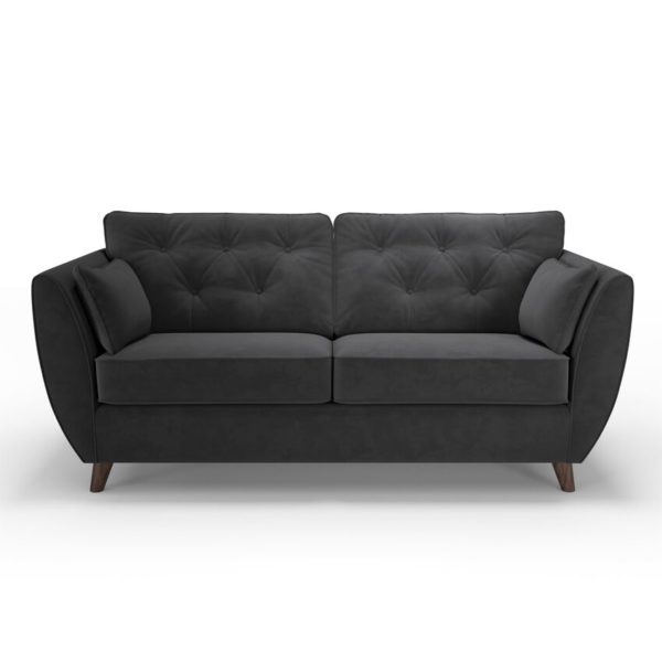 ScS Living Black Fabric Hoxton Velvet 3 Seater Sofa