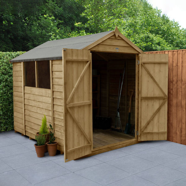 8' x 6' Forest 4Life 25yr Guarantee Overlap Pressure Treated Double Door Apex Wooden Shed (2.43m x 1.99m)